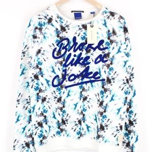 SCOTCH & SODA "Broke Like A Joke" M Men Sweatshirt Tie-Dye Crew Neck Embroidered